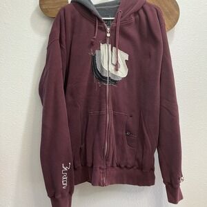 Burton Snowboards Mens Burgundy Thermal Fleece Lined Zip Hoodie Size XL